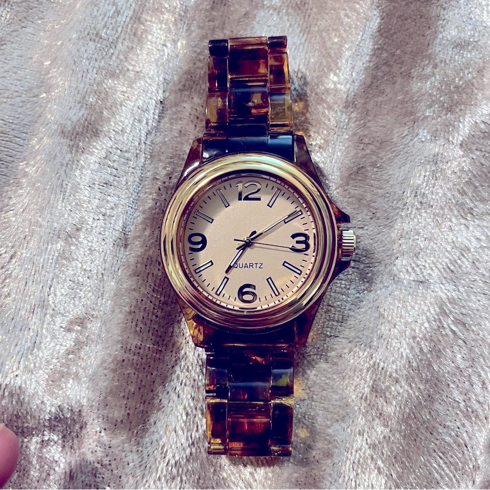 Vtg TORTOISE Shell Women’s Watch - Works - Excellent Condition - Med. Lrg.